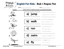 animal Kids, ESL worksheet Exam English for actions Worksheets Kids