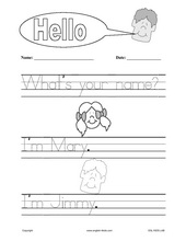 English For Kids Esl Kids Worksheets Greetings Hello Asking Name